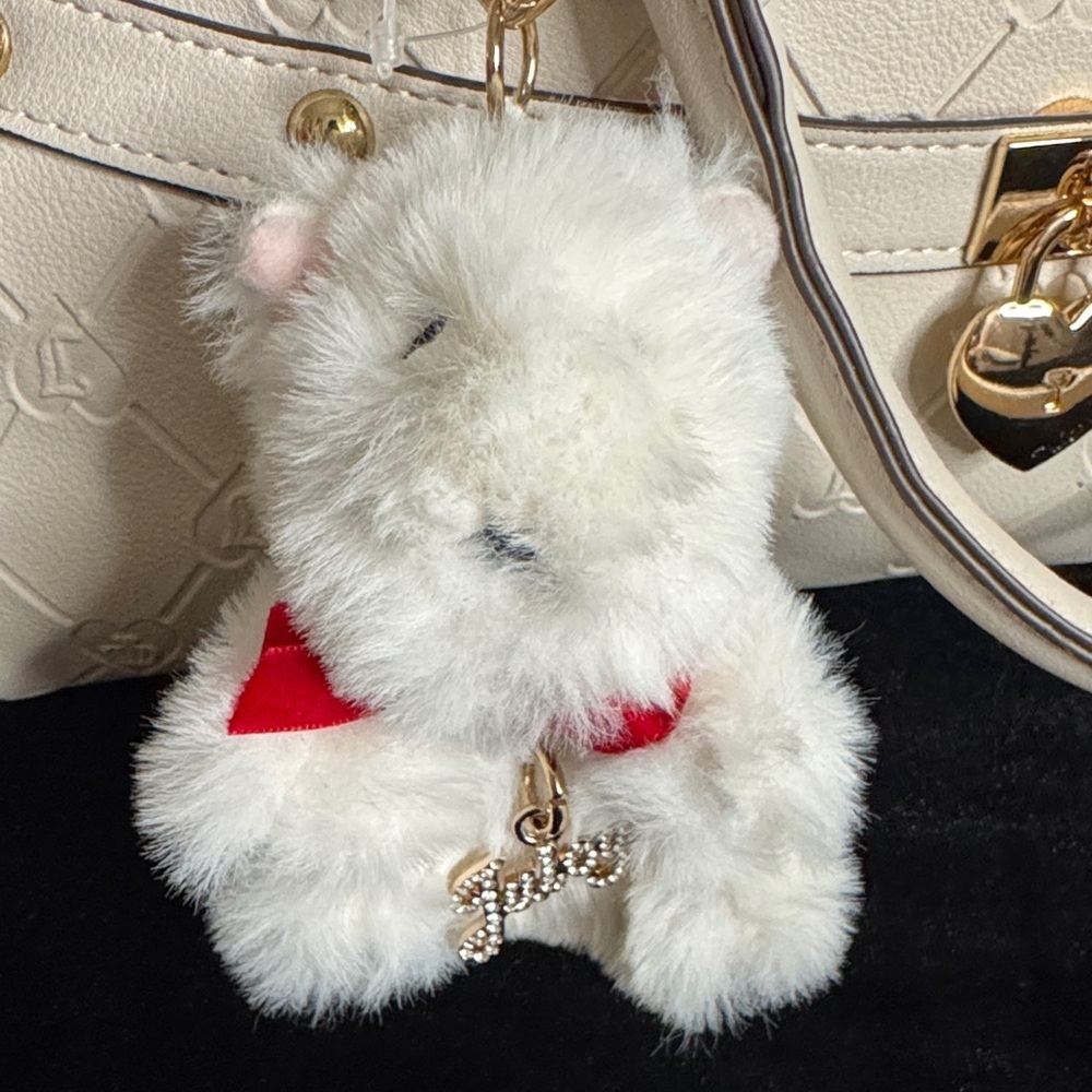 Juicy Couture Exclusive Beige Satchel with Red Heart and Bear Charm - Picture 10 of 13
